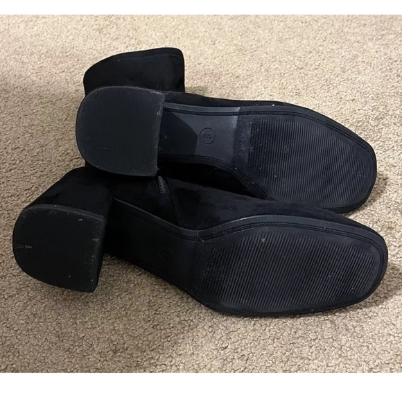 A New Day Black Zip Ankle Boots Textile Man Made Material Women's Sz 9 Preowned - Picture 5 of 7